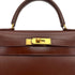 HERMES KELLY 28 SELLIER MARRON FONCE BOXCALF HAND SHOULDER BAG 1996 CIRCLE Z GOLD HARDWARE 90322170