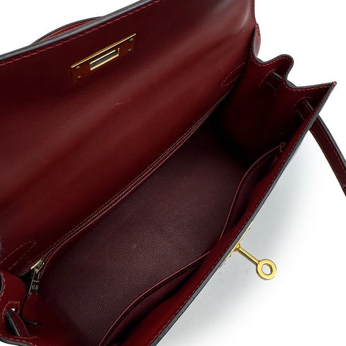 HERMES KELLY 28 SELLIER ROUGE H BOXCALF HAND SHOULDER BAG 1999 SQUARE C GOLD HARDWARE 90317612