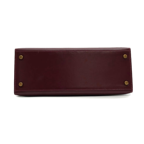 HERMES KELLY 28 SELLIER ROUGE H BOX CALF HAND BAG 1988 CIRCLE R GOLD HARDWARE 90335832
