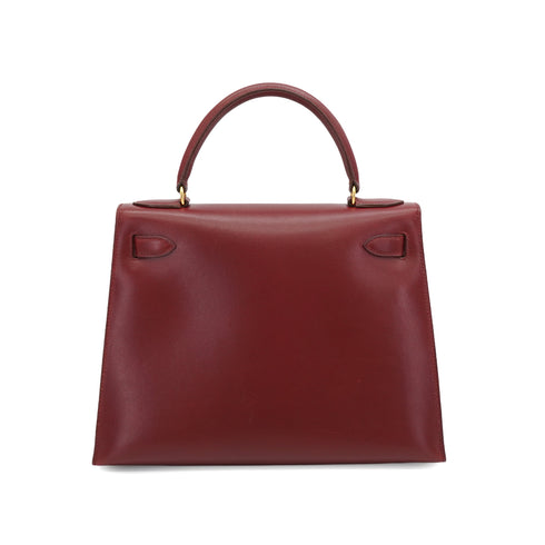HERMES KELLY 28 SELLIER ROUGE H BOX CALF HAND SHOULDER BAG 1966 V STAMP GOLD HARDWARE 90349269