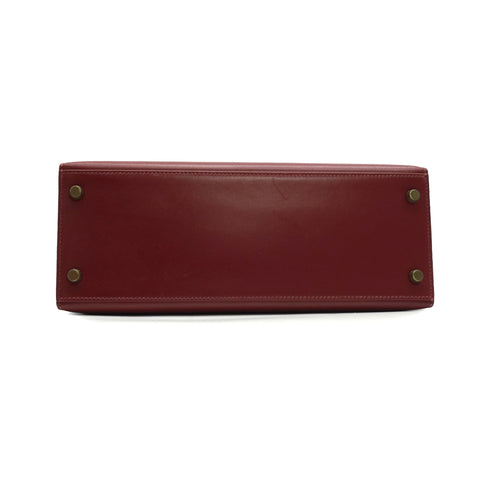 HERMES KELLY 28 SELLIER ROUGE H BOX CALF HAND SHOULDER BAG 1992 CIRCLE V GOLD HARDWARE 90335782