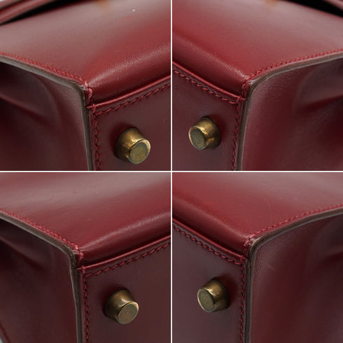 HERMES KELLY 28 SELLIER ROUGE H BOX CALF HAND SHOULDER BAG 1992 CIRCLE V GOLD HARDWARE 90335782