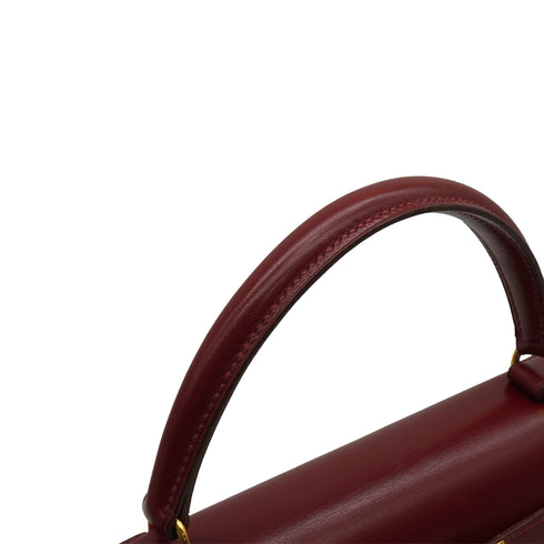HERMES KELLY 28 SELLIER ROUGE H BOX CALF HAND SHOULDER BAG 1992 CIRCLE V GOLD HARDWARE 90335782
