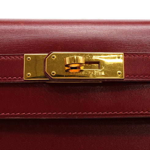 HERMES KELLY 28 SELLIER ROUGE H BOX CALF HAND SHOULDER BAG 1992 CIRCLE V GOLD HARDWARE 90335782