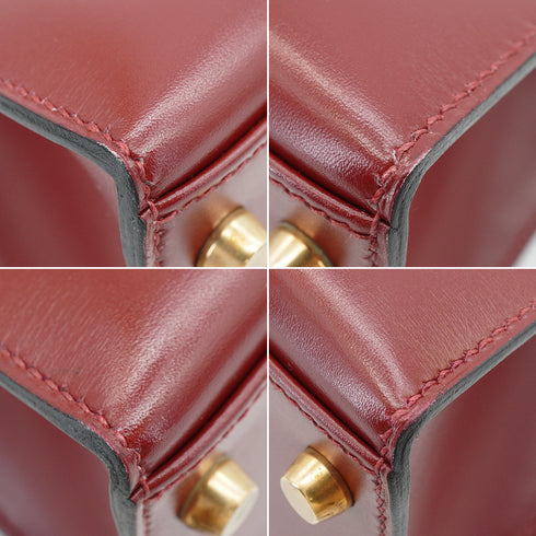 HERMES KELLY 28 SELLIER ROUGE H BOX CALF HAND SHOULDER BAG 1993 CIRCLE W GOLD HARDWARE 90342564
