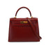 HERMES KELLY 28 SELLIER ROUGE H BOX CALF HAND SHOULDER BAG 2002 SQUARE F GOLD HARDWARE 90345062