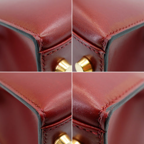 HERMES KELLY 28 SELLIER ROUGE H BOX CALF HAND SHOULDER BAG 2002 SQUARE F GOLD HARDWARE 90345062