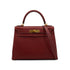 HERMES KELLY 28 SELLIER ROUGE H VEAU CHAMONIX HAND SHOULDER BAG 2006 SQUARE J GOLD HARDWARE 90332440