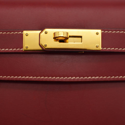 HERMES KELLY 28 SELLIER ROUGE H VEAU CHAMONIX HAND SHOULDER BAG 2006 SQUARE J GOLD HARDWARE 90332440
