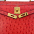 HERMES KELLY 28 SELLIER ROUGE VIF OSTRICH HAND SHOULDER BAG 1989 CIRCLE S GOLD HARDWARE SAB0001