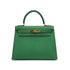 HERMES KELLY 28 SELLIER VERT COUCHEVEL HAND BAG 1995 CIRCLE Y GOLD HARDWARE 90326189
