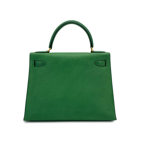 HERMES KELLY 28 SELLIER VERT COUCHEVEL HAND BAG 1995 CIRCLE Y GOLD HARDWARE 90326189