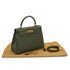 HERMES KELLY 28 SELLIER VERT OLIVE OSTRICH HAND SHOULDER BAG 1996 CIRCLE Z GOLD HARDWARE 90339161