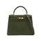 HERMES KELLY 28 SELLIER VERT OLIVE OSTRICH HAND SHOULDER BAG 1996 CIRCLE Z GOLD HARDWARE 90339161