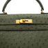 HERMES KELLY 28 SELLIER VERT OLIVE OSTRICH HAND SHOULDER BAG 1996 CIRCLE Z GOLD HARDWARE 90339161