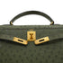HERMES KELLY 28 SELLIER VERT OLIVE OSTRICH HAND SHOULDER BAG 1996 CIRCLE Z GOLD HARDWARE 90339161
