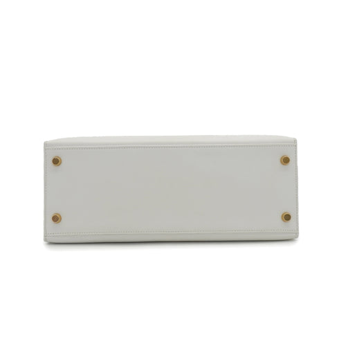 HERMES KELLY 28 SELLIER WHITE VEAU GRAINE HAND SHOULDER BAG 1994 CIRCLE X GOLD HARDWARE 90348980
