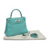 HERMES KELLY 28 VERSO RETOURNE BLUE ATOLL BLEU CANARD EVERCOLOR HAND SHOULDER BAG 2020 Y STAMP PALLADIUM HARDWARE 90351059