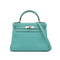 HERMES KELLY 28 VERSO RETOURNE BLUE ATOLL BLEU CANARD EVERCOLOR HAND SHOULDER BAG 2020 Y STAMP PALLADIUM HARDWARE 90351059