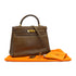 HERMES KELLY 32 VERT OLIVE BARENIA HAND SHOULDER BAG 2001 SQUARE E GOLD HARDWARE 90340170