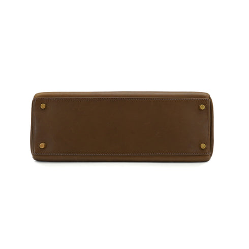 HERMES KELLY 32 VERT OLIVE BARENIA HAND SHOULDER BAG 2001 SQUARE E GOLD HARDWARE 90340170