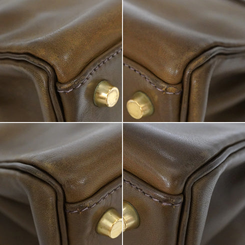 HERMES KELLY 32 VERT OLIVE BARENIA HAND SHOULDER BAG 2001 SQUARE E GOLD HARDWARE 90340170