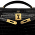 HERMES KELLY 32 BLACK POROSUS CROCODILE HAND BAG 1993 CIRCLE W GOLD HARDWARE 90312513
