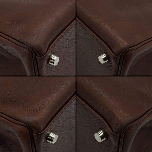 HERMES KELLY 32 HAVANE EVERGRAIN HAND SHOULDER BAG 2005 SQUARE I PALLADIUM HARDWARE 90340131
