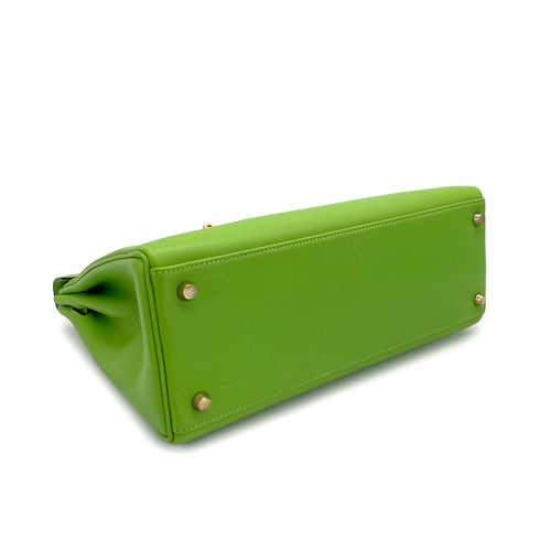HERMES KELLY 32 RETORNE APPLE GREEN VEAU GULLIVER HAND SHOULDER BAG 2001 SQUARE E GOLD HARDWARE 90320996