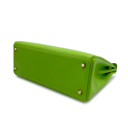 HERMES KELLY 32 RETORNE APPLE GREEN VEAU GULLIVER HAND SHOULDER BAG 2001 SQUARE E GOLD HARDWARE 90320996