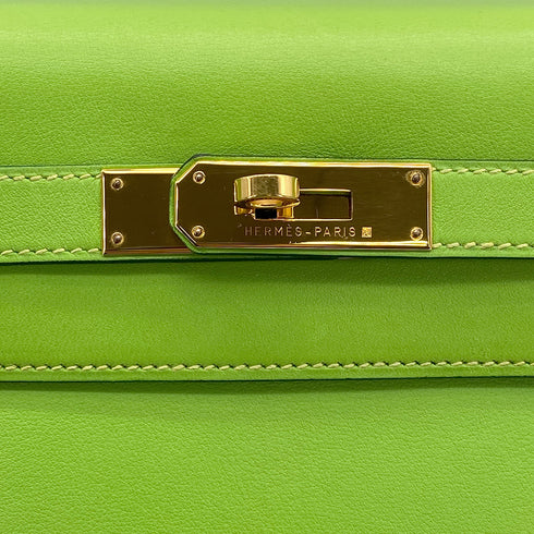 HERMES KELLY 32 RETORNE APPLE GREEN VEAU GULLIVER HAND SHOULDER BAG 2001 SQUARE E GOLD HARDWARE 90320996