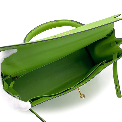 HERMES KELLY 32 RETORNE APPLE GREEN VEAU GULLIVER HAND SHOULDER BAG 2001 SQUARE E GOLD HARDWARE 90320996