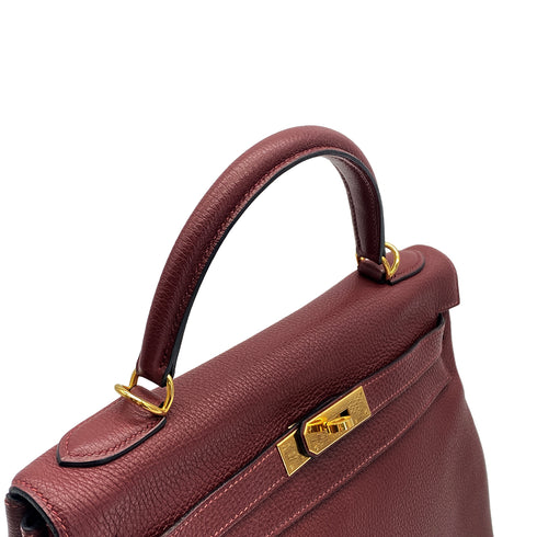 HERMES KELLY 32 RETORNE ROUGE H TOGO HAND BAG 2001 SQUARE E GOLD HARDWARE 90324279