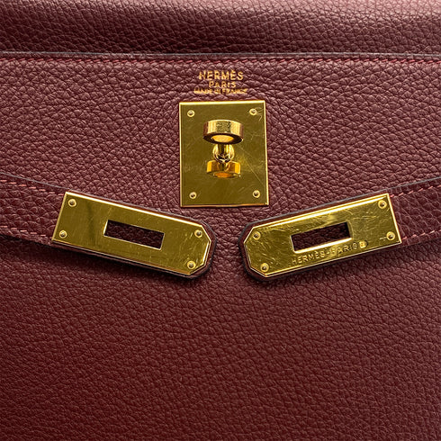 HERMES KELLY 32 RETORNE ROUGE H TOGO HAND BAG 2001 SQUARE E GOLD HARDWARE 90324279