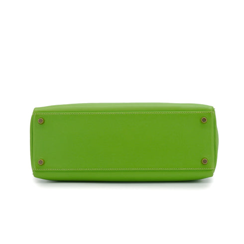 HERMES KELLY 32 RETOURNE APPLE GREEN VEAU GULLIVER HAND SHOULDER BAG 1998 SQUARE B GOLD HARDWARE 90347153