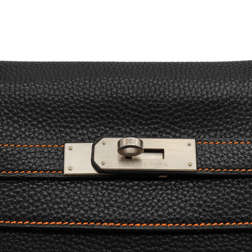 HERMES KELLY 32 RETOURNE BLACK ORANGE TOGO HAND SHOULDER BAG 2012 SQUARE P SPO MATT HARDWARE 90351038