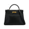 HERMES KELLY 32 RETOURNE BLACK ARDENNES HAND SHOULDER BAG 1991 CIRCLE U GOLD HARDWARE 90346647
