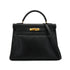 HERMES KELLY 32 RETOURNE BLACK ARDENNES HAND SHOULDER BAG 1991 CIRCLE U GOLD HARDWARE 90346647