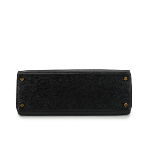 HERMES KELLY 32 RETOURNE BLACK ARDENNES HAND SHOULDER BAG 1991 CIRCLE U GOLD HARDWARE 90346647