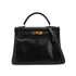 HERMES KELLY 32 RETOURNE BLACK BOXCALF HAND SHOULDER BAG 1993 CIRCLE W GOLD HARDWARE 90324820
