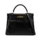 HERMES KELLY 32 RETOURNE BLACK BOXCALF HAND SHOULDER BAG 1994 CIRCLE X GOLD HARDWARE 90324739