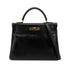HERMES KELLY 32 RETOURNE BLACK BOXCALF HAND SHOULDER BAG 1994 CIRCLE X GOLD HARDWARE 90324739