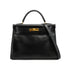 HERMES KELLY 32 RETOURNE BLACK BOX CALF HAND SHOULDER BAG 1966 V GOLD HARDWARE 90334275