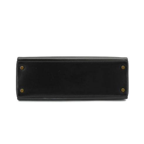 HERMES KELLY 32 RETOURNE BLACK BOX CALF HAND SHOULDER BAG 1966 V GOLD HARDWARE 90334275