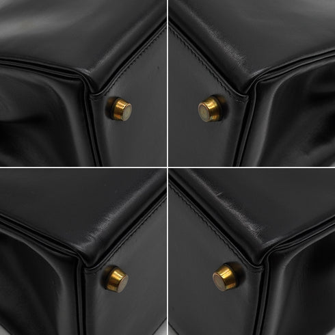 HERMES KELLY 32 RETOURNE BLACK BOX CALF HAND SHOULDER BAG 1966 V GOLD HARDWARE 90334275