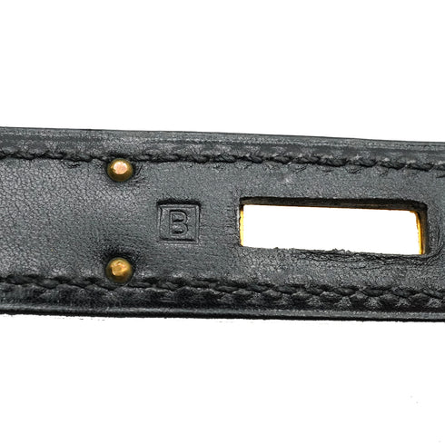 HERMES KELLY 32 RETOURNE BLACK BOX CALF HAND SHOULDER BAG 1998 SQUARE B GOLD HARDWARE 90347151
