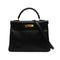 HERMES KELLY 32 RETOURNE BLACK BOX CALF HAND SHOULDER BAG 1998 SQUARE B GOLD HARDWARE 90347151