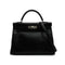 HERMES KELLY 32 RETOURNE BLACK BOX CALF HAND SHOULDER BAG 1998 SQUARE B SILVER HARDWARE 90346650