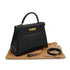 HERMES KELLY 32 RETOURNE BLACK BOX CALF HAND SHOULDER BAG 2001 SQUARE E GOLD HARDWARE 90339637