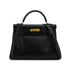 HERMES KELLY 32 RETOURNE BLACK BOX CALF HAND SHOULDER BAG 2001 SQUARE E GOLD HARDWARE 90339637